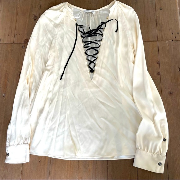 Altuzarra black gold ivory silk blouse - Picture 1 of 5